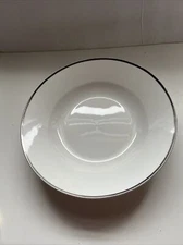 Lot Of 4 Vtg LINENS-N-THINGS  Platinum Rimmed Spaghetti Cereal Bowl White 8"