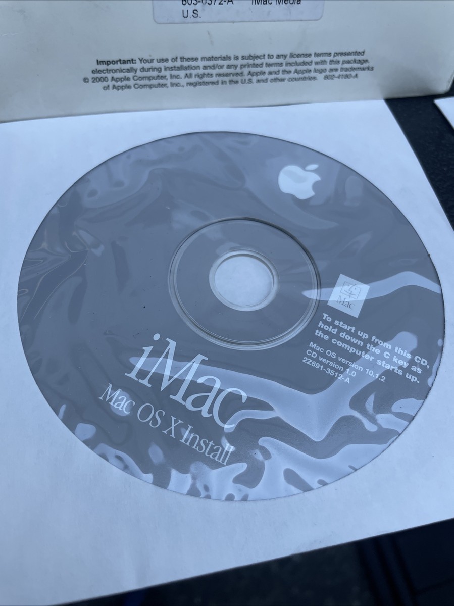 2002 Apple iMac Mac OS X Install Disc CD 10.1.2 CD Version 1.0