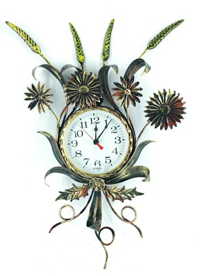 Grande Reloj de Pared Con Espinos De Trigo Con Hojas Hierro
