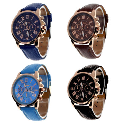 Luxus 2023 Unisex Genf Damen Quarz Analog Kunstleder Armbanduhr cu