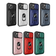 For iPhone 14 Pro 13 15 Pro Max Shockproof Stand Case Camera Cover Card Slot