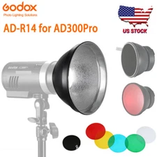 US Godox AD-R14 Flash Reflector Hood & Grid Color Gel Kit for AD300Pro Speedlite
