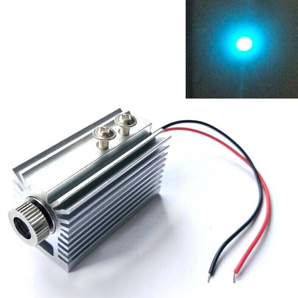 Focusable Dot 488nm 30mW Cyan-Blue Laser Diode Module 3-5V w/ Heatsink