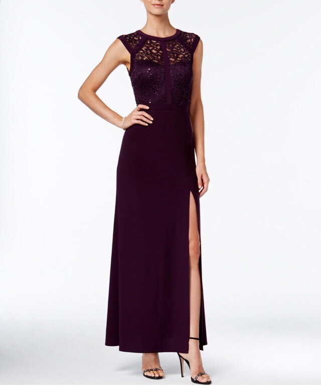 Nightway NEW Eggplant Purple Women's Size 10 Lace Sequin Ball Gown