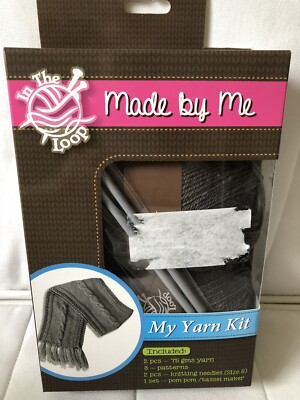 Cable Scarf Yarn Kit 3 Knitting Patterns Needles Tassel Maker Black ''Made by Me''