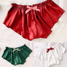 Seide Satin einfarbig Damen Dessous Pyjama Unterwäsche Unterteil Shorts Slips