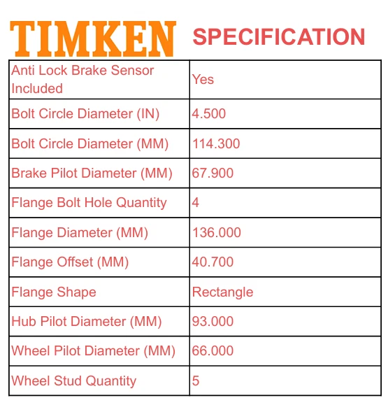 Подшипник ступицы переднего колеса RWD Timken для 07 08 09 10 11 Infiniti FX35 G25 G37 EX37 - Изображение 3 из 4