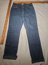 LL Bean Jeans Womens Size 10 Blue Flannel Lined Denim Casual Straight Pants