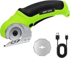 Rechargeable Cordless Fabric Scissors, Rotary Cutter, 2 Blades, 2000mAh, Type-C