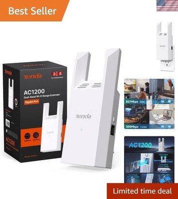 AC1200 WiFi Signal Booster with Gigabit Ethernet - Ideal for Gaming & Streaming