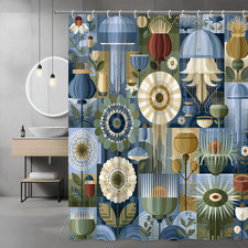 Boho Floral Shower Curtain Abstract Flower Pattern