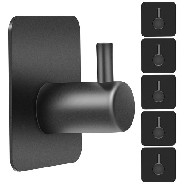 Handtuchhaken Edelstahl Schwarz Selbstklebend Ohne Bohren 6Er Set Bad KüChe-image