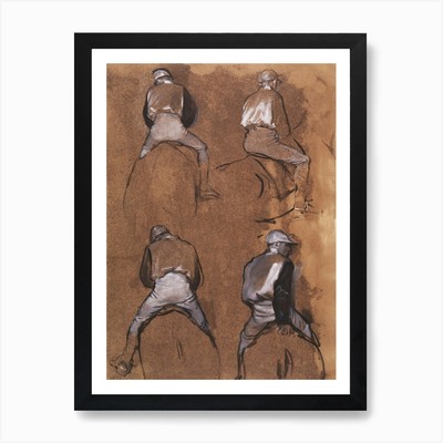 Four Studies Of A Jockey, Edgar Deg Framed Wall Art Poster Canvas Print Picture