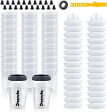 50 Pack PPS CUPS Disposable Paint Spray Gun Cup Liners and Lid System (125 Mic)