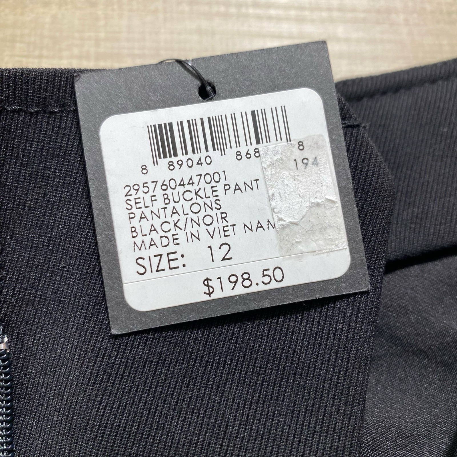 Club Monaco Women's Self Buckle Wool Blend Pants Size 12 Black