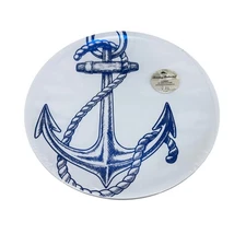 Tommy Bahama Anchor White Blue 16" Plastic Platter Serving Plates 3 Count NEW
