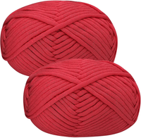Baumwolle HäKelwolle Chenille Wolle Zum HäKeln 2 X 50G HäKelwolle,Red Yarn Dicke