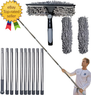20+Ft Squeegee Window Cleaner Duster 2 in 1 Rotatable Window Cleaning Tool Kit