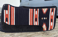 Contoured Western saddle pad felt w/Black/Rust Navajo blanket top 32 X 32