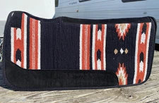 Contoured Western saddle pad felt w/Black/Rust Navajo blanket top 32 X 32