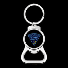 Massachusetts State Police Patch Collectible Metal Keychain Bottle Opener