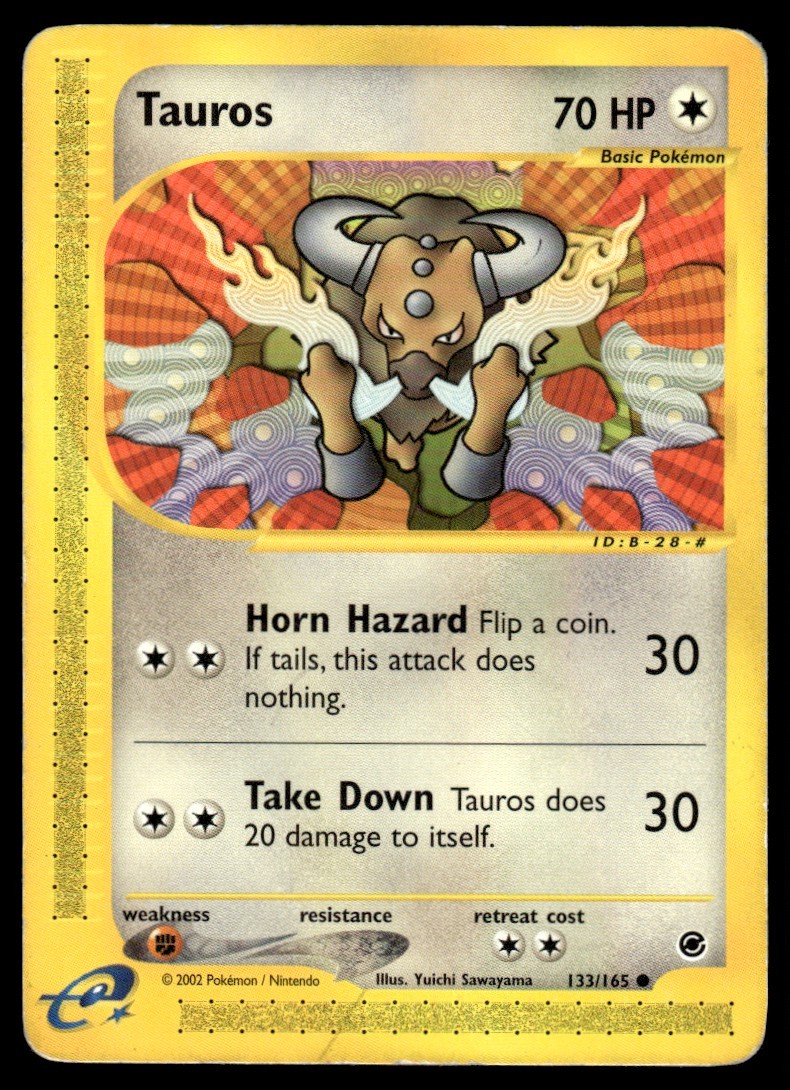 2002 Pokemon E-Card - Expedition Tauros #133 Heavy Play