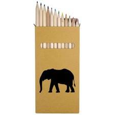 12 x 'Elephant Silhouette' Long 178mm Coloured Pencils / Pencil Set PE00073083 