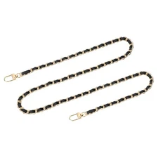 39" Purse Chain Strap with Buckles for Shoulder and Cross Body (Black + Gold)