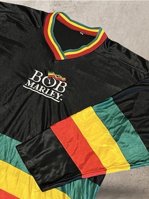 Vintage 90s Bob Marley Hockey Jersey XL Rasta Striped Color Block Reggae Rap