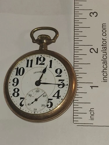 Antique 1919 Illinois Bunn Gold Filled Pocket Watch For Parts or Repair Estate