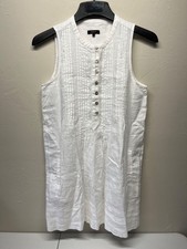 Quince 100% European Linen Sleeveless Swing Dress Womens Small White 
