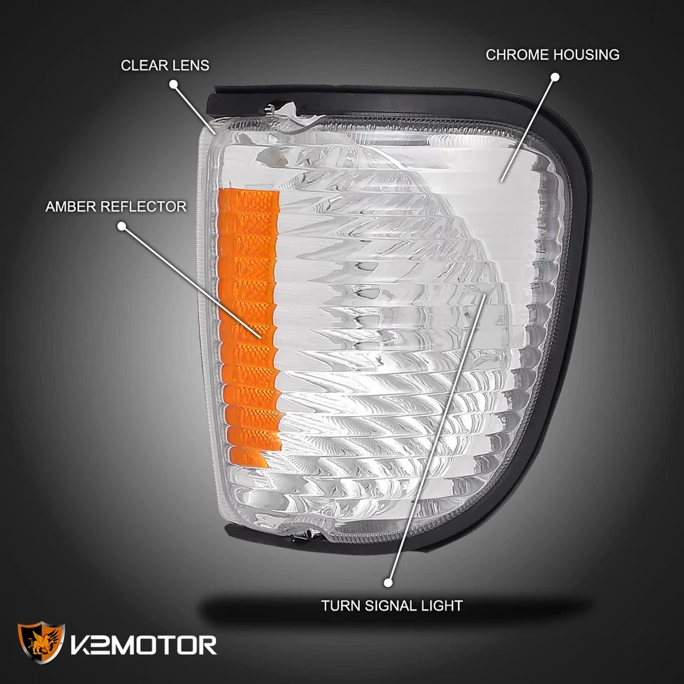 Fits 1992-2007 Ford E150 E250 Econoline Clear Corner Turn Signal Lights Lamps - Image 3 of 4