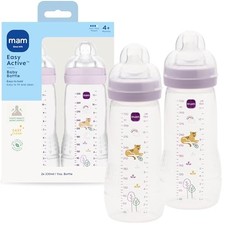 MAM Easy Active Baby Bottle 11oz, 2-Pack Fast Flow Bottles 11 oz, 4 Months