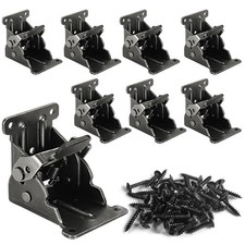 8 Pack Folding Brackets for Table Bed Leg Feet, Self-Lock Hinge Hardware with...
