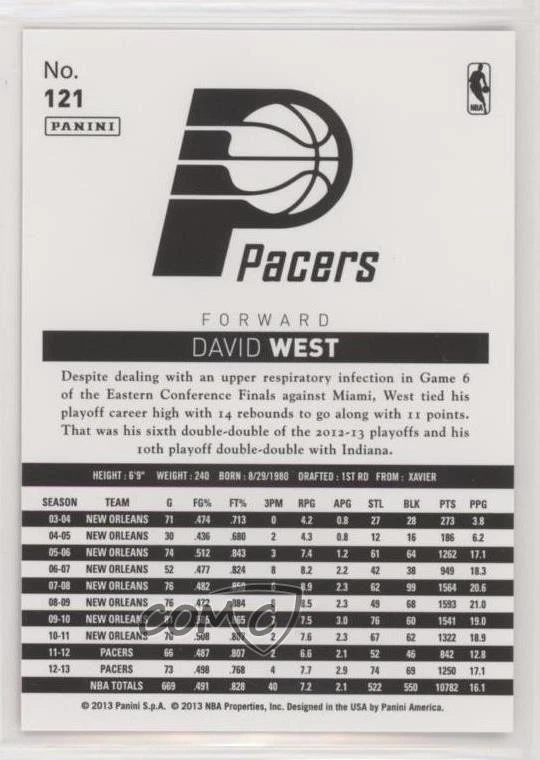 2013-14 Panini NBA (International) David West #121 - Image 2 of 2