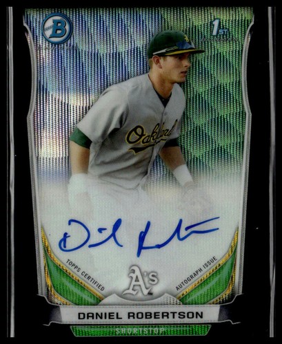 Daniel Robertson [Chrome Black Wave Refractor] #DR 2014 Bowman Prospect Autograph card