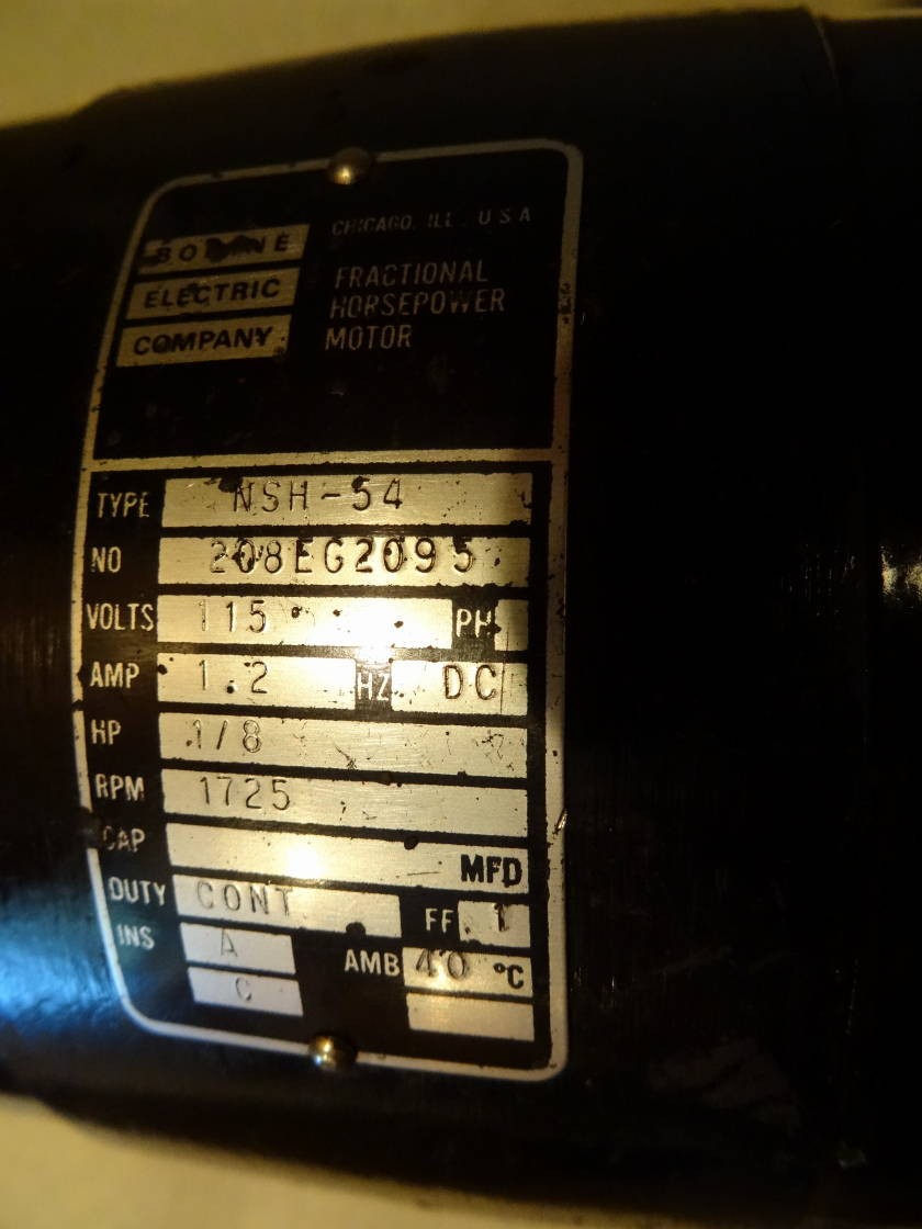 Bodine Electric NSH-54 Variable Speed Motor 1/8 HP w new KBMD 240D DC speed cont