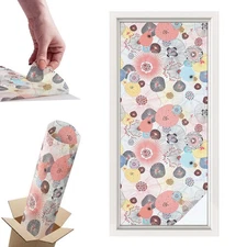 Opaque Privacy Film For Bathroom Window Colorful Flower Multicolored