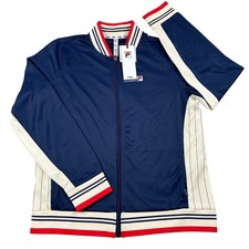 Fila Performance Iconic Settanta Tennis Track Jacket Navy Red Cream Womens Large