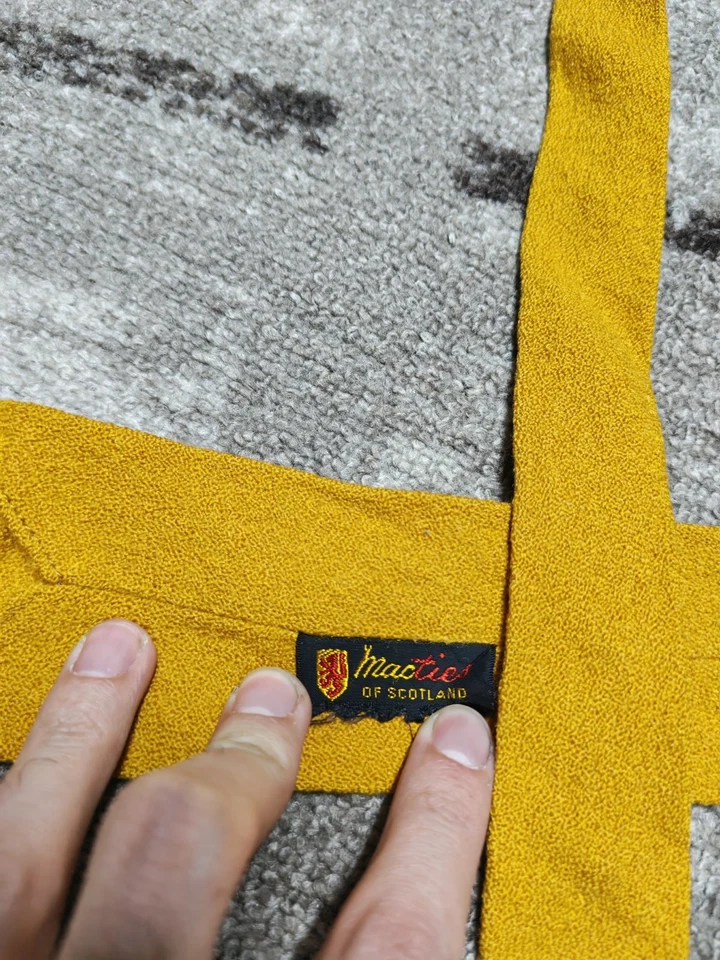 Gravata vintage Macties of Scotland clássica 100% lã pura retrô laranja amarela - Imagem 3 de 4