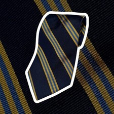 Vintage Brooks Brothers Makers Tie Blue Yellow Striped Pattern USA Silk Necktie
