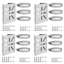 4 Pack Universal Vertical Mast Mount, 3 Loops, Stainless Steel, Corner Bracket