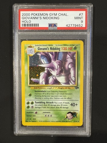 Giovanni's Nidoking 7/132 Gym Challenge Holo PSA 9🔥🔥🔥