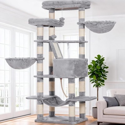 Heybly Cat Tree, 68 inch Multi-Level Cat Tower for Indoor Cats, 2 Widened Plush 