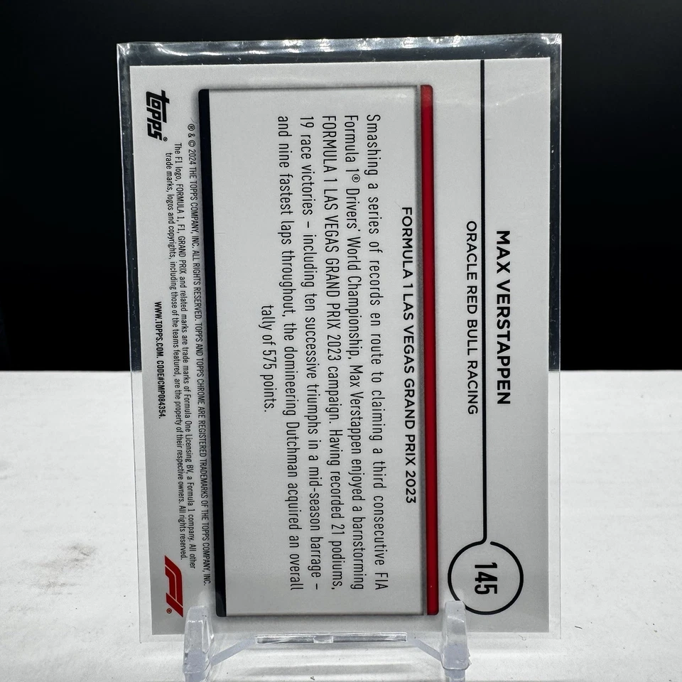 2024 Topps Chrome Formula 1 Max Verstappen Base Card #145 - Image 2 of 2