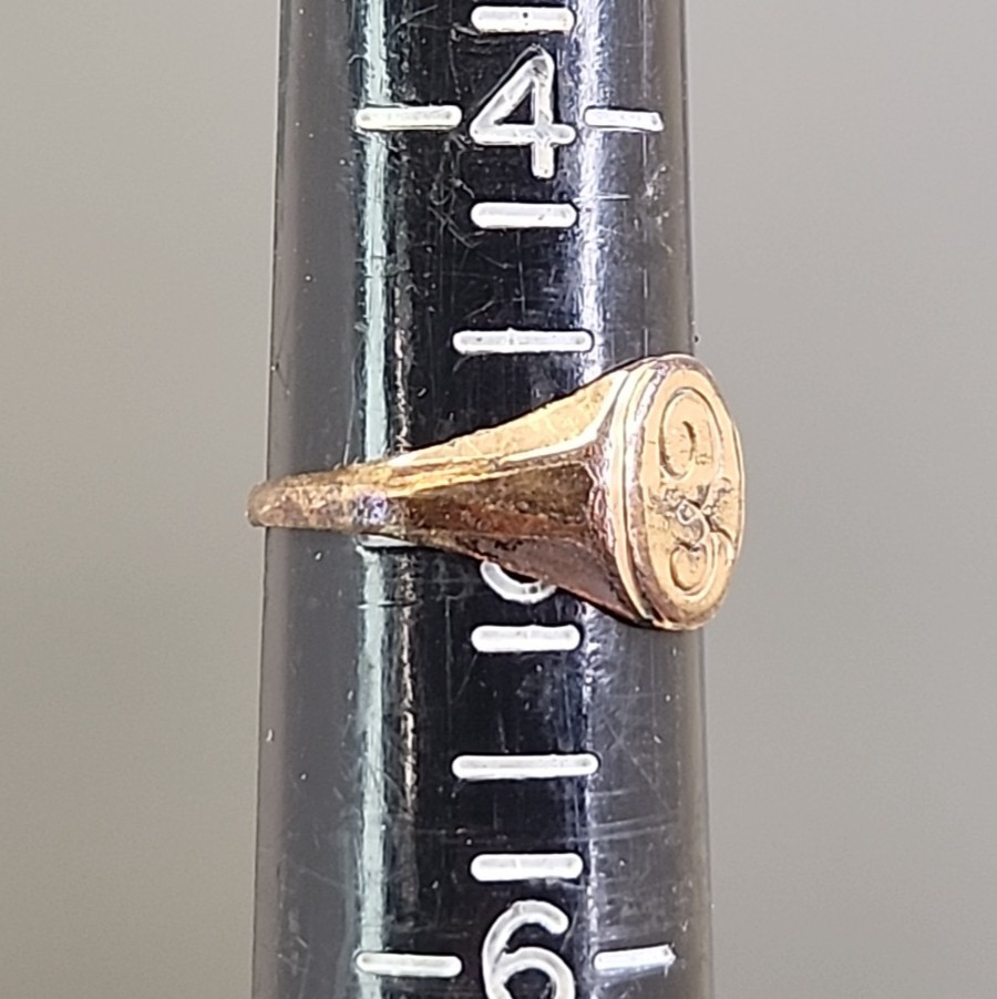Antique Monogram Ring Initial E Gold Filled 5 - image 2