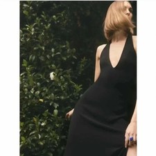 Reformation Black Halter Maxi Dress Ennis Straps Back Size 4