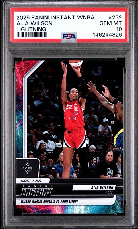 2025 Panini Instant WNBA A’Ja Wilson #232 Lightning /5 PSA 10 Gem