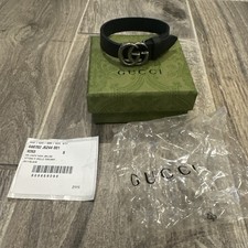 Bracciale Gucci Inciso Doppio GG Pelle Nero Taglia S Viene Con Scatola