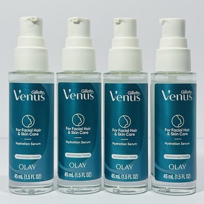 4 Gillette Venus Olay For Facial Hair & Skin Care Hydration Serum Face 1.5 FL oz
